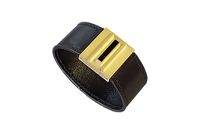 Armband - &quot;Onyx auf Gold auf Leder&quot;